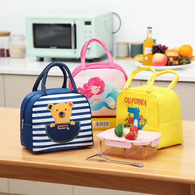 Leuke Lunchtas Cartoon Bento Box Bag Klein Thermisch Geïsoleerd Zakje Voor Kinderen Kind School Snacks Lunchbox Container Draagtas Handtas