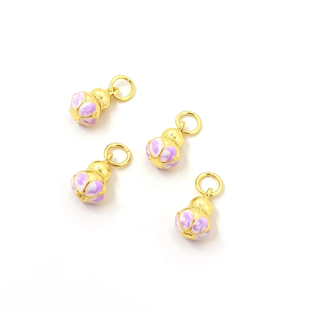 Copper Plated 18K Gold Drip Oil Flower Bud Butterfly Bead Pendant Used for DIY Production Necklace Bracelet Accessory Materials