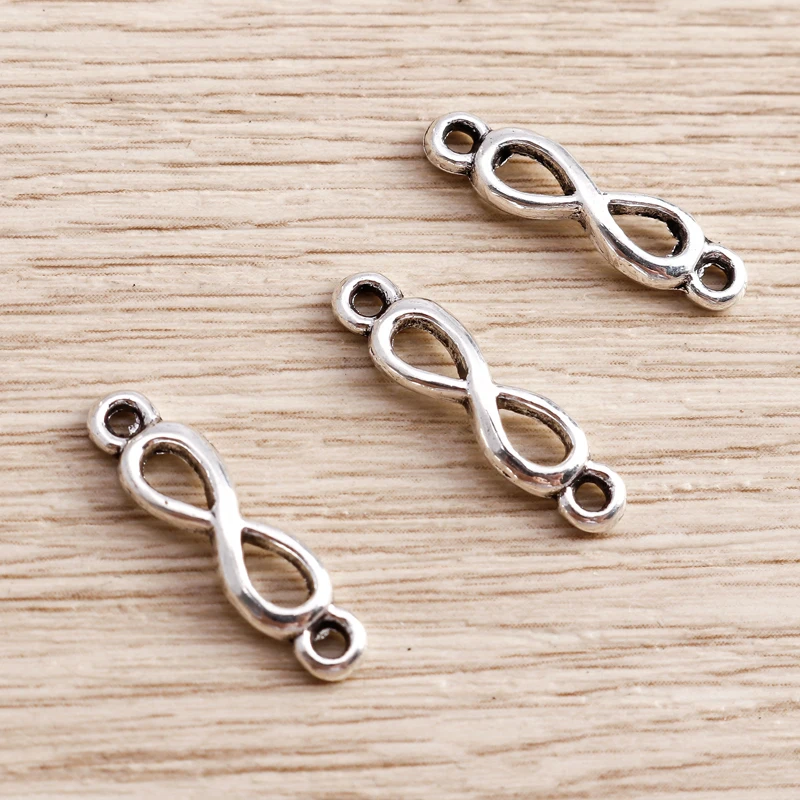 Tusember 50Pcs 5*21mm Alloy Double Hole Infinity Charms for Pendants Necklaces Earrings Handmade Jewelry Making Supply