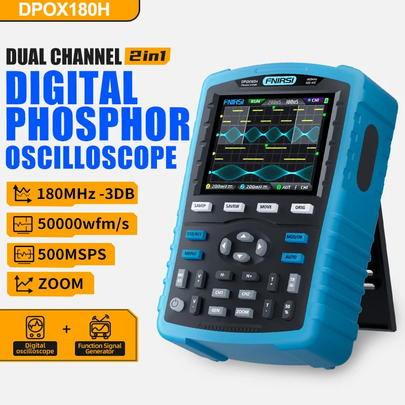 Dpox 180H 2 In 1 Handheld Dual Channel Digitale Oscilloscoop 180mhz-3db 2 In 1 Functie Signaalgenerator Fluorescentie Display Zoom