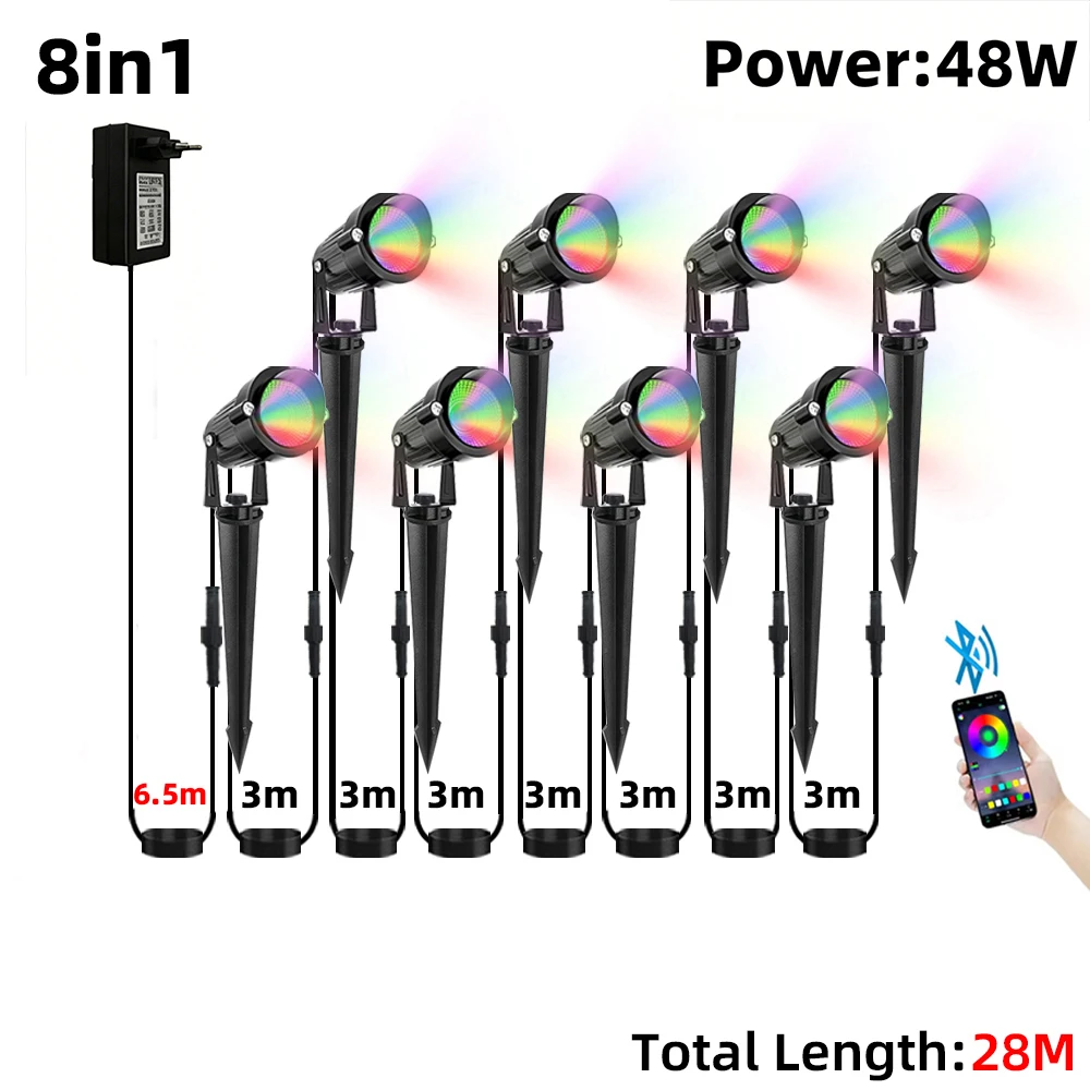 Outdoor LED Spotlight IP65 Waterproof APP Control Landscape Lighting For Lane Courtyards Gardens Backyards Christmas Halloween