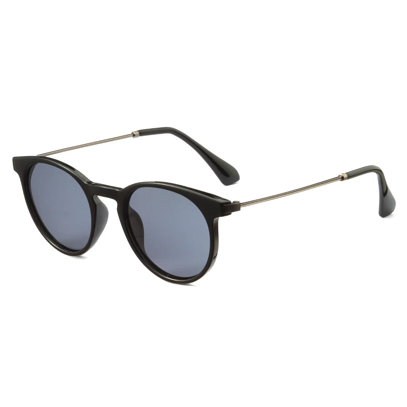 

Polarized Sunglasses Men Round Frame Metal Temple Vintage Sun Glasses Preotection Women Eyewear Size 47-19-147