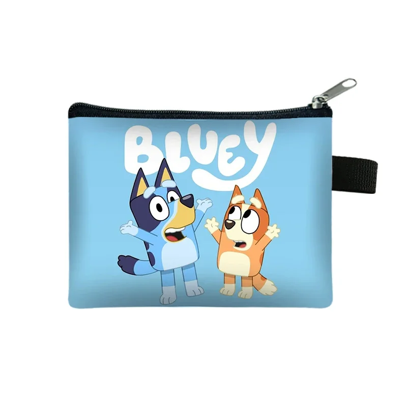 New Bluey Kids Cartoon Coin Purse Anime Cartoon Bluey Bingo Printed Coin Key Storage Bag Wallet Portable Card Holder Gifts