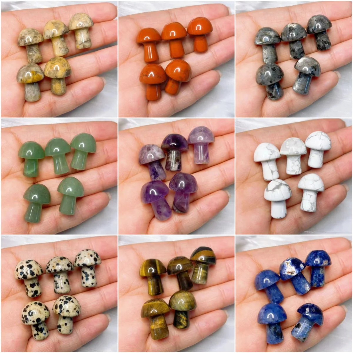 

Natural Crystal Mini Mushroom Gem Stone Quartz Statue Carved Mineral Reiki Healing DIY Crafts aquarium Gift Home Decoration
