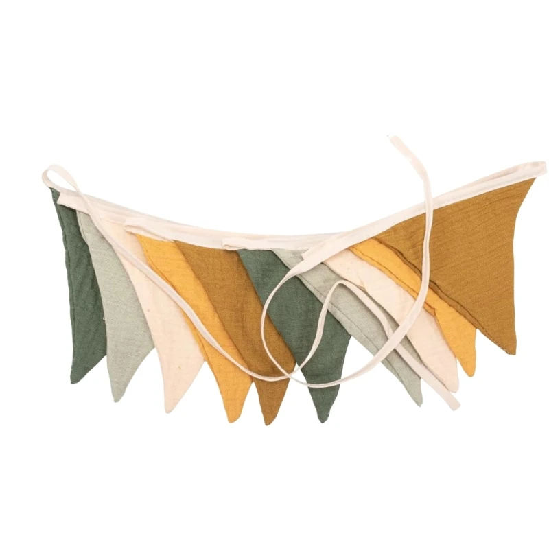 เนอสเซอรี่ผ้าฝ้าย Bunting แบนเนอร์ธงสามเหลี่ยม Garlands Home Party Decors Drop shipping