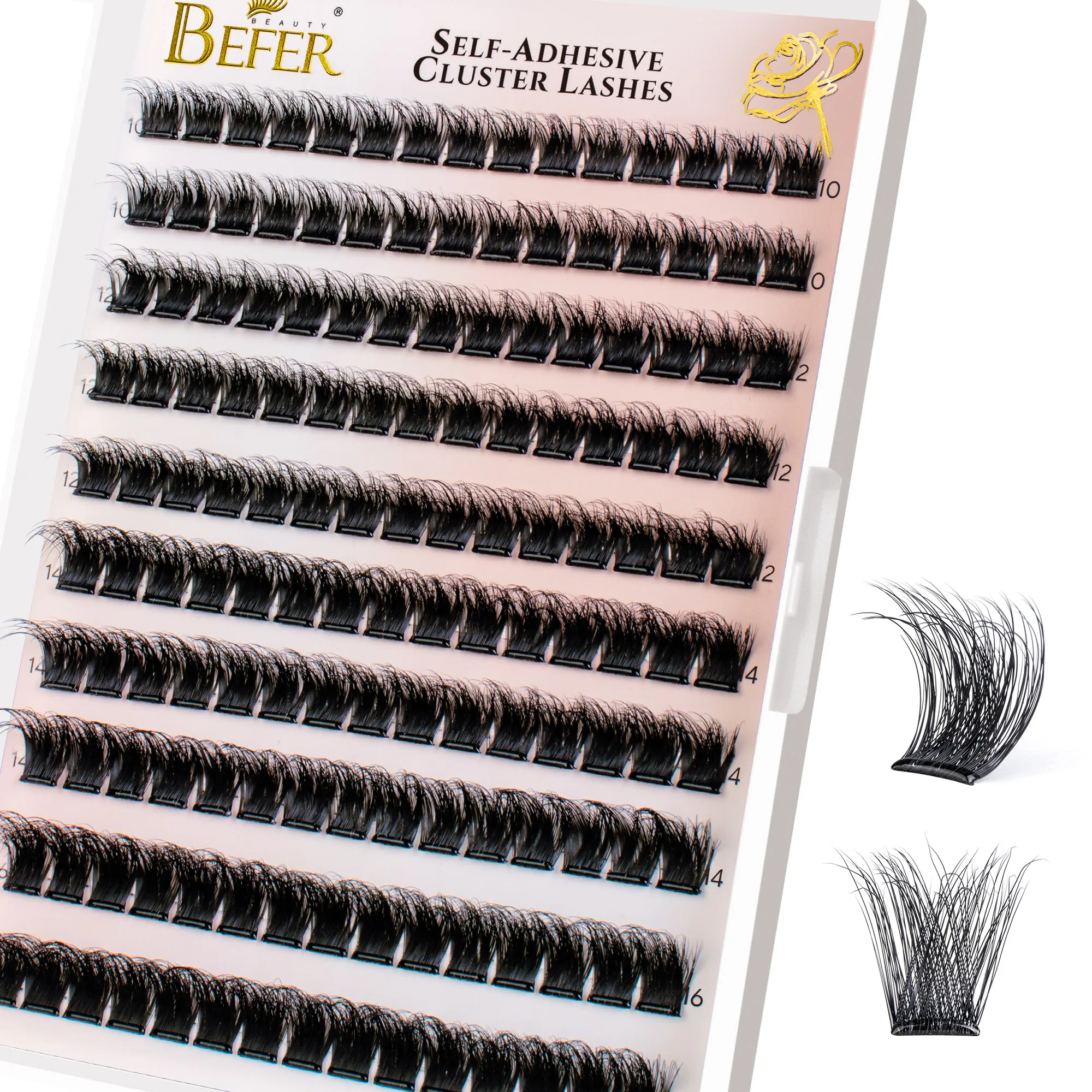 Befer Selbstklebende Wimpernbüschel, transparent, vorgeklebt, 150 Stück, Manga-Natürliches Make-up, flauschige falsche Wimpern, Lieferant – Detail 8
