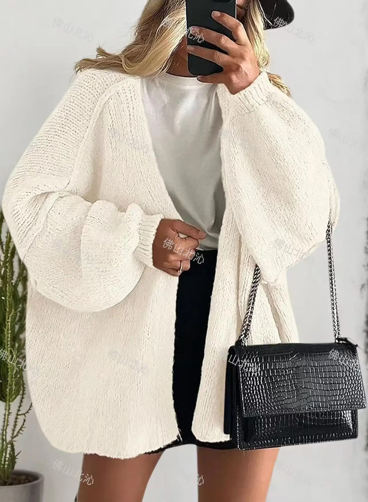 2025 Autumn and Winter New Sweater Jacket Casual Solid Color Knitted Loose Large Size Cardigan Europe and America