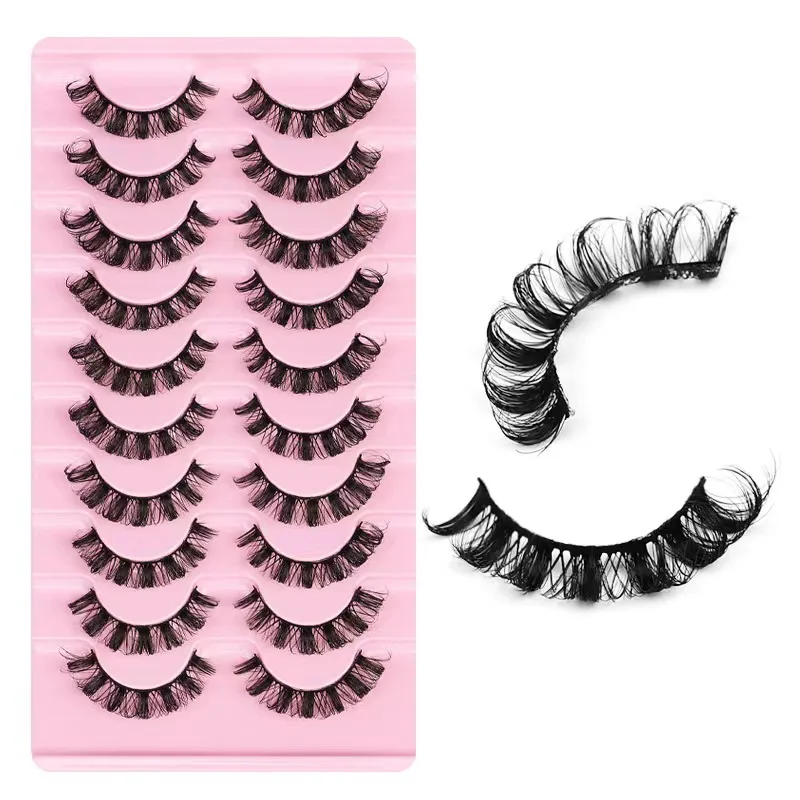 Simple Application Dramatic Russian 3D Mink Strip Lashes 10 Pairs Wholesale Fake Eyelashes For Makeup Newbies & Vendors