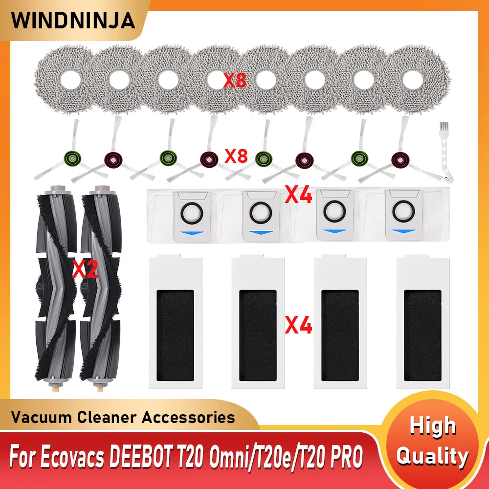 For Ecovacs DEEBOT T20 Omni T20e T20 PRO Hepa Filter Main Side Brush Cover Dust Bag Mop Pad Vacuum Cleaner Replacement Parts