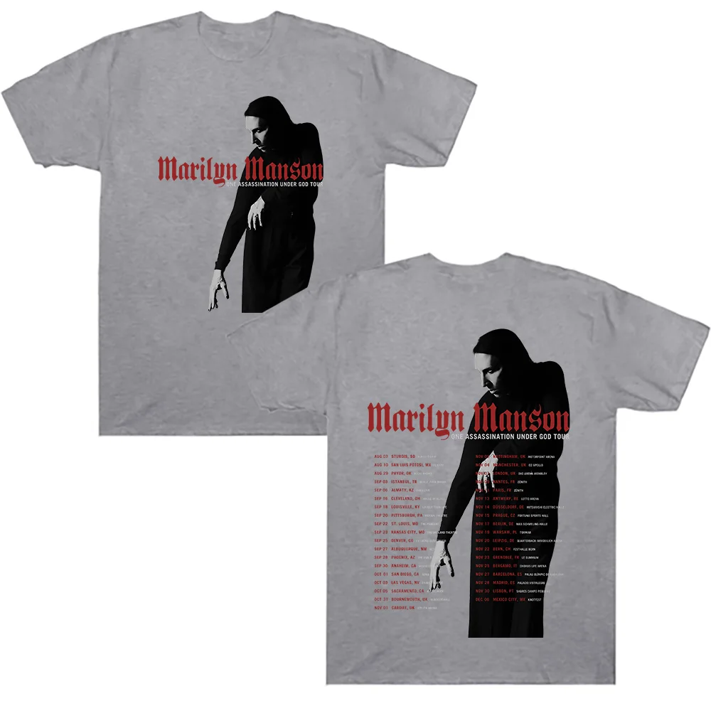 مارلين مانسون اغتيال واحد تحت جولة الله تي شيرت 2025 جديد شارع العليا تي شيرتات قصيرة الاكمام للجنسين ملابس علوية من القطن