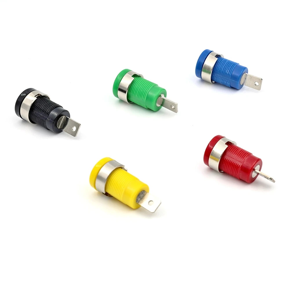5pcs Insulated Safety 4MM Banana Plug Socket Jack Panel Mount Binding Post Connector Multimeter Socket Banana Head Female 32A
