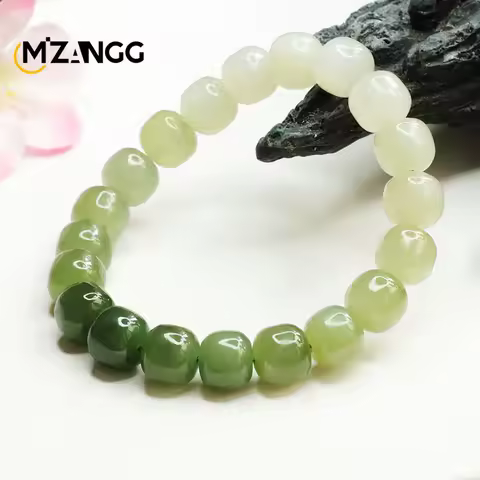 Natural Hetian Jade Bracelet Jasper Gradient Color Old Type Beads Vintage Jade String Simple Delicate Men and Women Holiday Gift