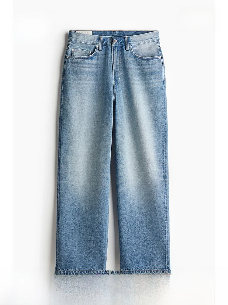 

Мужские джинсы H&M из хлопкового денима, весенние, широкие, прямые, повседневные, рабочие брюки, свободные, длинные, на весну-осень