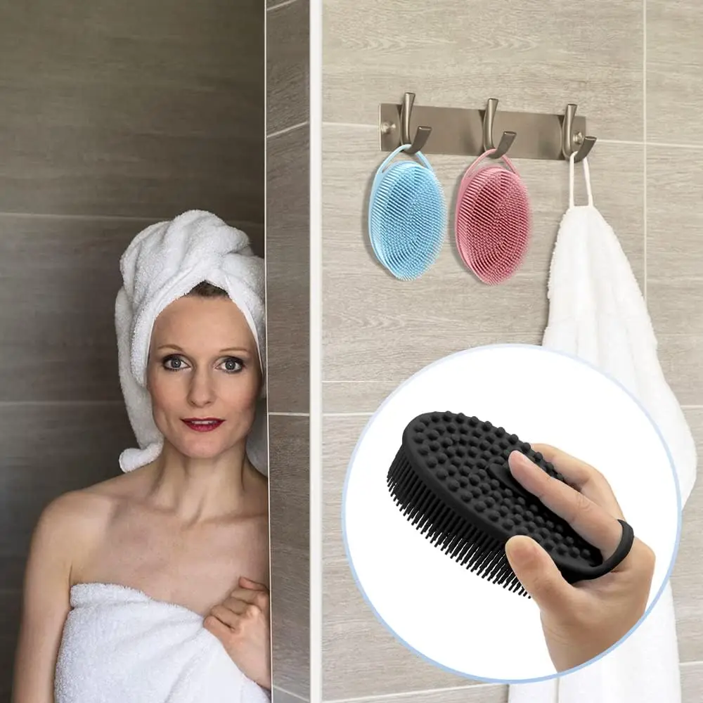 Exfoliating Silicone Body Scrubber Shower Brush- 2 Side Design Boby Brush,Well Easy to Clean & Durable for Removing Dead Skin