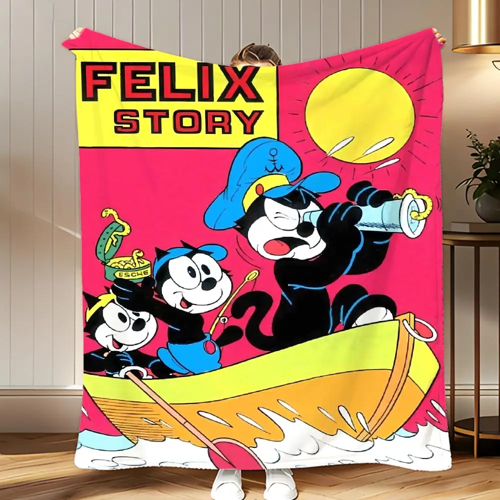 classic cartoon Felix the Cat Throw Soft Coral Fleece Blanket 310gsm Fluffy Warm Throw for Sofa Bed Couch Bedroom Decor