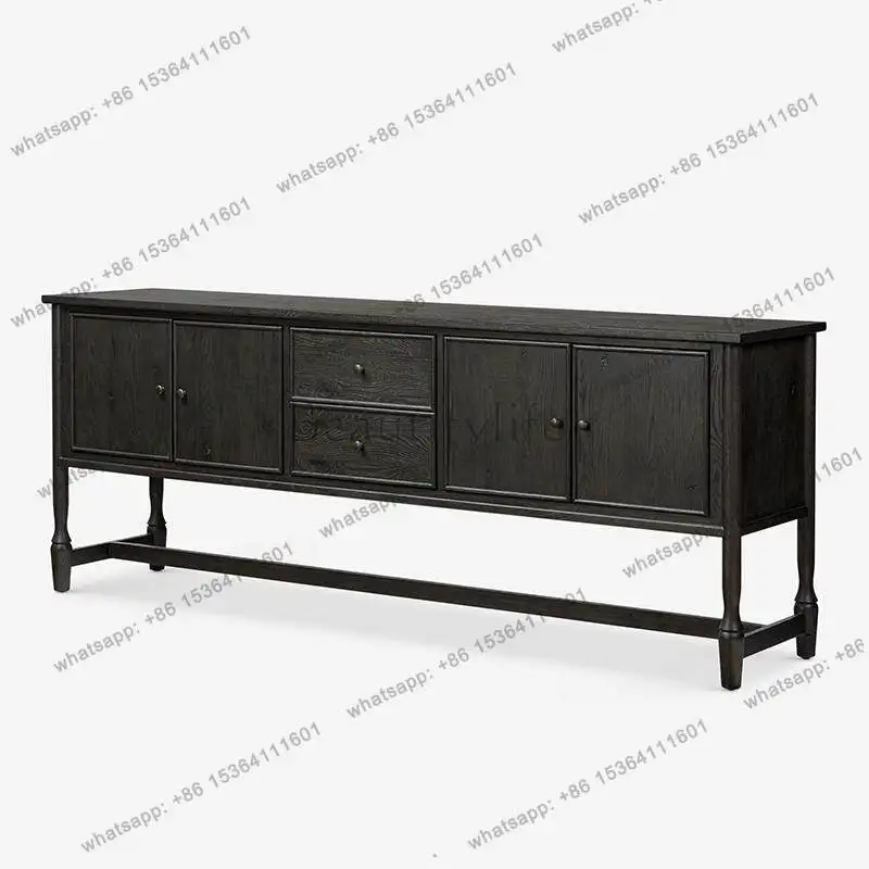 

American rural retro old solid wood dining side cabinet foyer entrance decorative cabinet