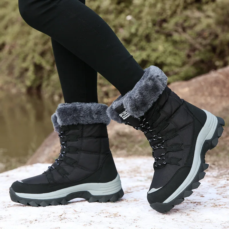 Women Winter Boots 2024 Women's Outdoor Thick Plush  Woman Snow Boots Coldproof  Anti Skid Winter Shoes For Mother Big Size 42