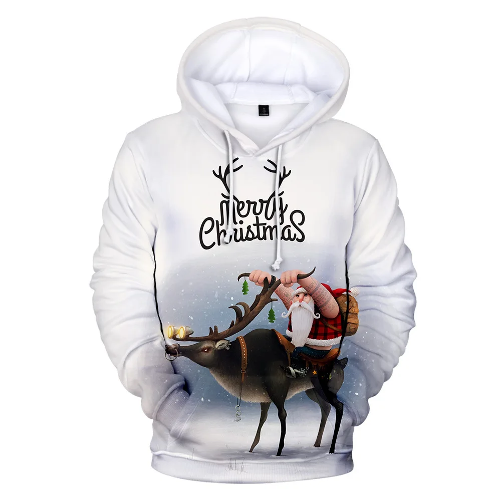 

Limited edition Christmas Elk Hoodie Men's Sweatshirt Vintage Trendy Loose Hooded Round Neck Comfortable Printed Sleeves Limited