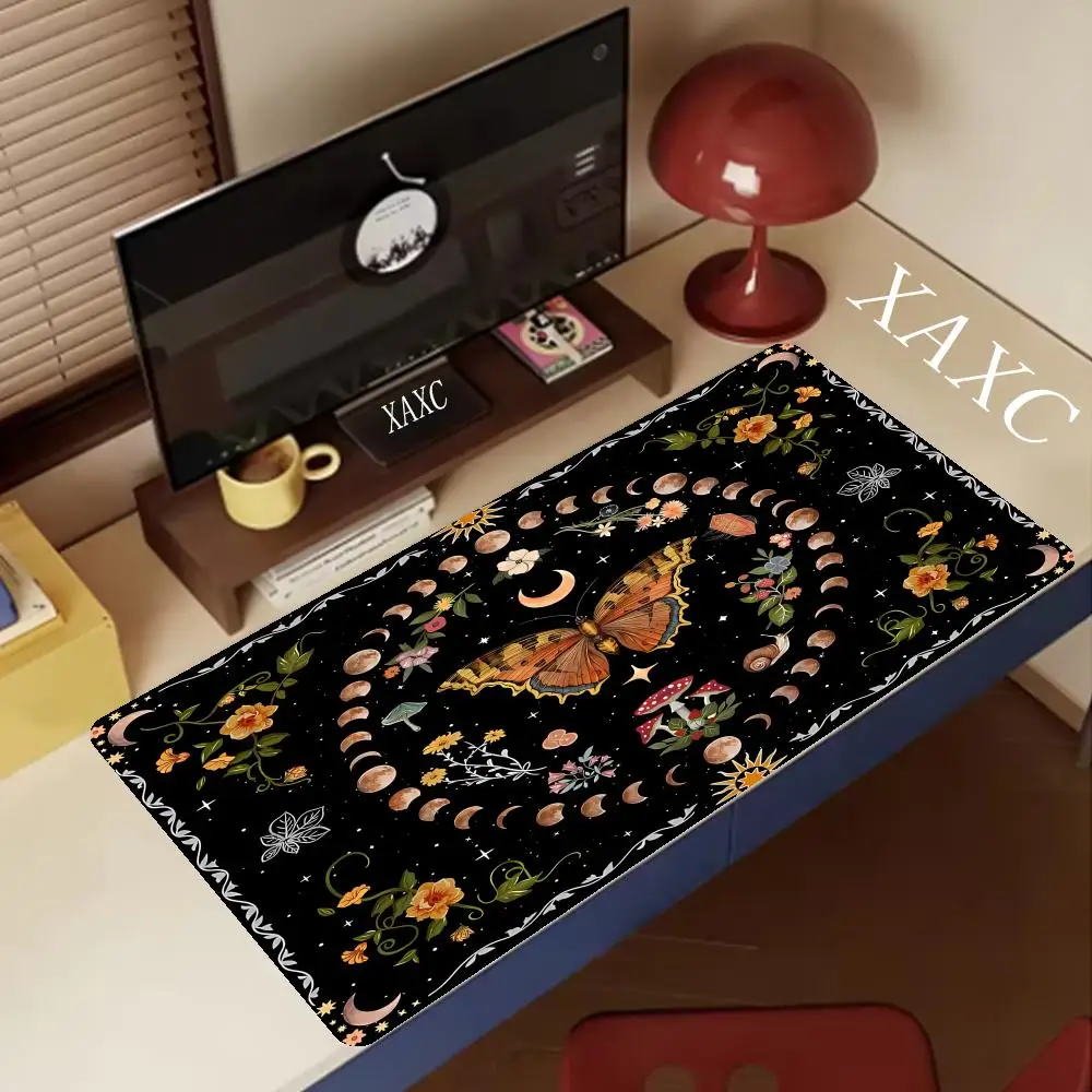 Desk Mat Mouse Pad Large Gaming Desk Pad XAXC Mystical Green Plant Computer Laptop Keyboard Desktop Protector Mat Office