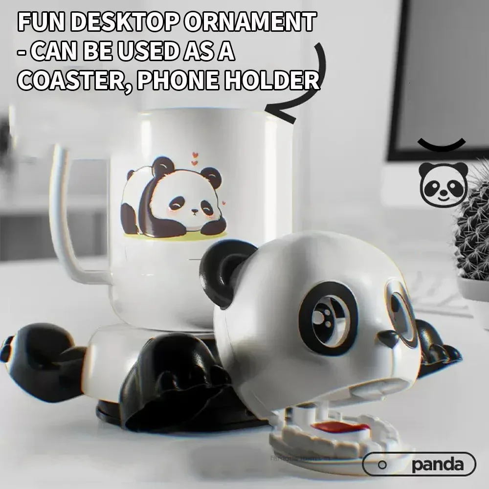 

2 в 1 подставка с изображением панды, прессовая подставка-сюрприз для глаз, портативные подставки для напитков, многофункциональное украшение стола