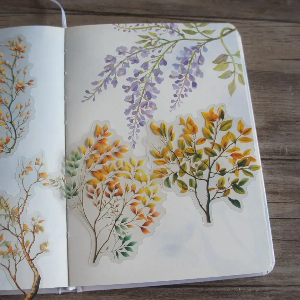 

18pcs Branches Full of Colorful Flower Leaves Design PVC Sticker Scrapbooking DIY Gift Packing Label Decoration Tag