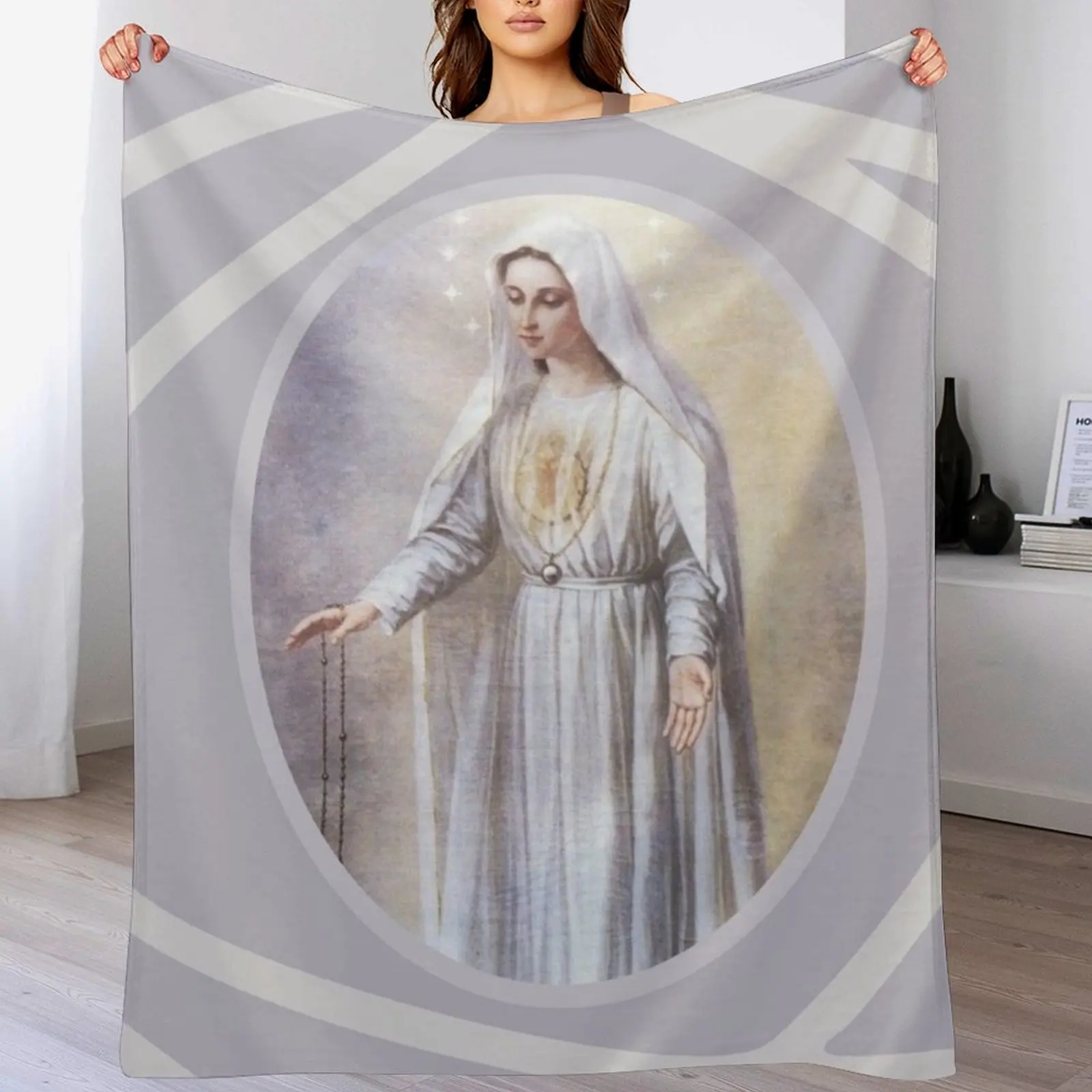 Immaculate Heart of Mary, Virgin Mary, Mother of God Throw Blanket warm for winter Luxury Designer Blankets