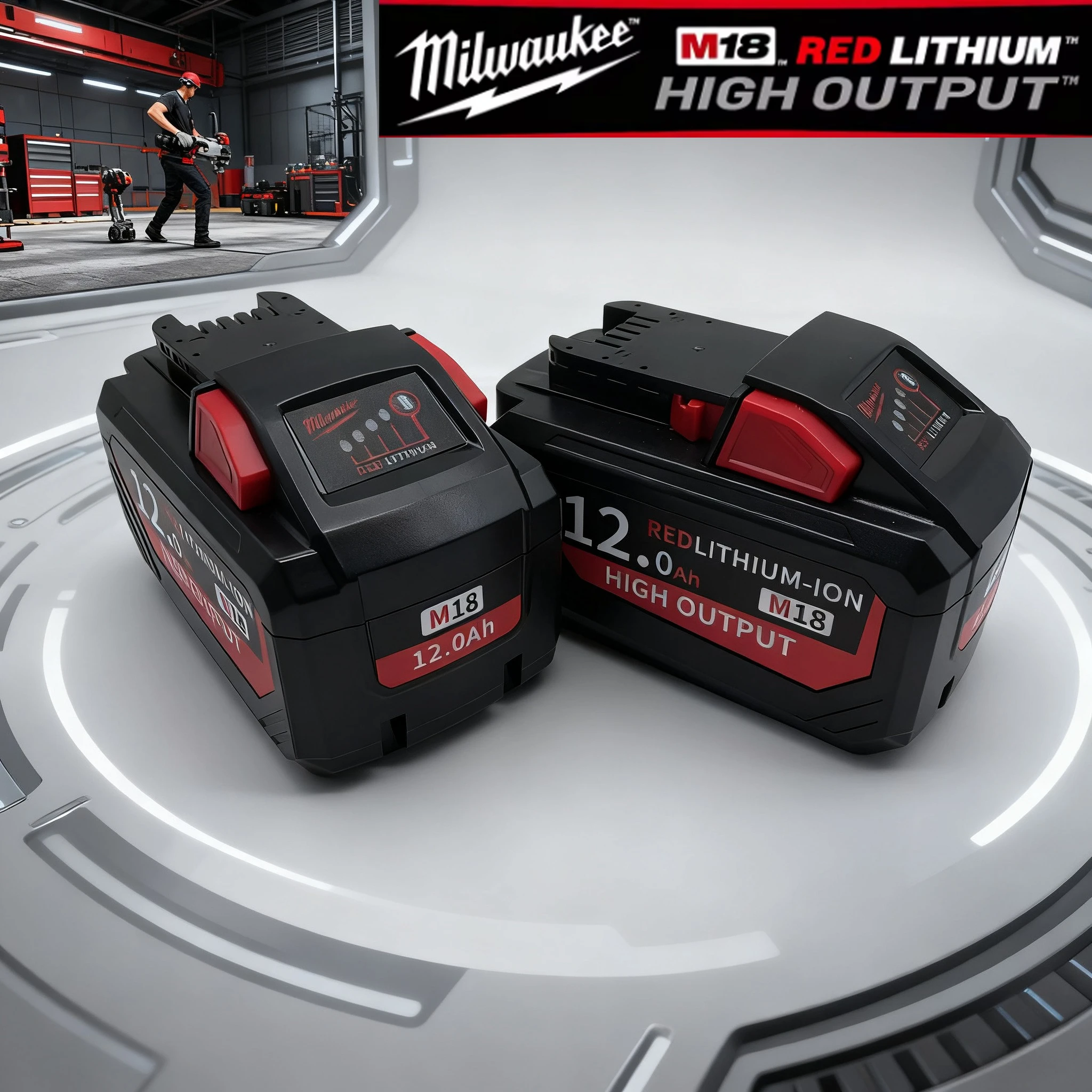 

Milwaukee M18HB12 Original 18V Lithium Ion Battery - 12Ah 21700 15-Cells, Compatible 48-11-1815 48-11-1850 Outdoor Power Tools