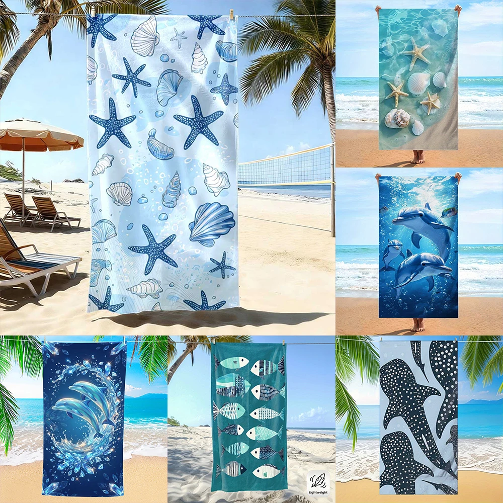 1PC Ocean Beach Towel , Suitable for swimming pools, camping, yoga, essential accessories for travel.