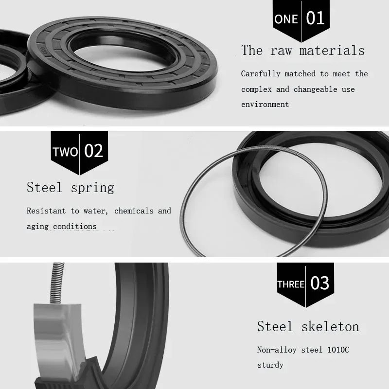 ID 34-35mm NBR Nitrile Rubber Shaft Oil Seal TC/TG- OD 42/43/45/46/47/48-90mm Height 5/6/7/8/10/12mm Nitrile Double Lip Oil Seal