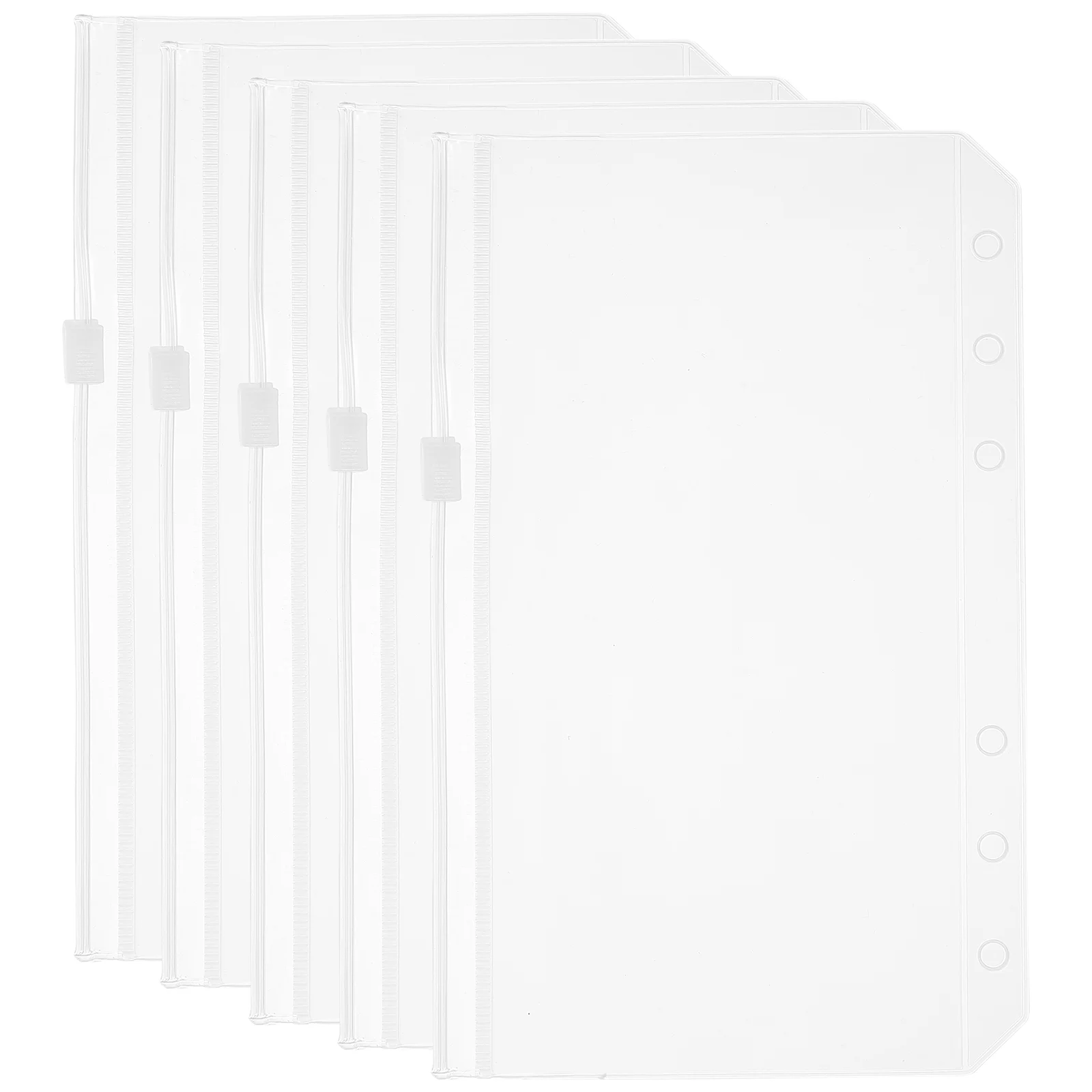 5 Pcs Folder Storage Bag Document Pouches Zipper Binder Pockets Clips File Bags Folders Pvc Holders Loose-leaf Six-holes