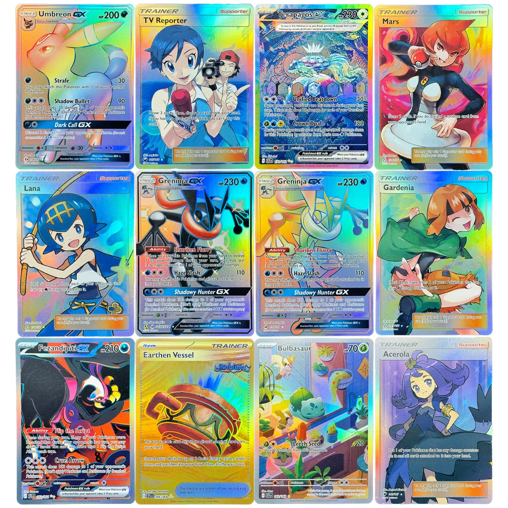 

PKM-Foil Proxy Cards PTCG Голографическая коллекция коллекций Umbreon-GX Greninja-GX Gardenia Mars Acerola Fezandipiti ex Игрушки Подарки