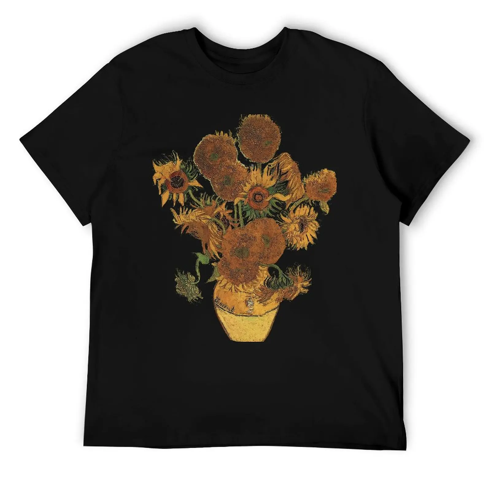 

Van Gogh Sun Flowers Grunge T-Shirt men t shirt cotton 100% graphic t shirts for man funny t shirts man T-Shirt
