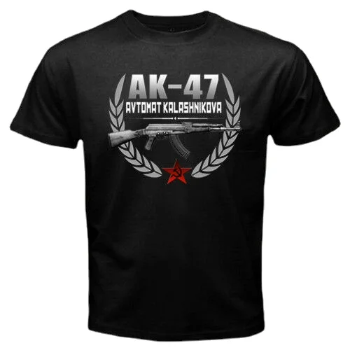 

Fashion Russian Riffle Kalashnikov AK-47 Assault Rifle T-Shirt. Summer Cotton O-Neck Short Sleeve Mens T Shirt New Size S-3XL