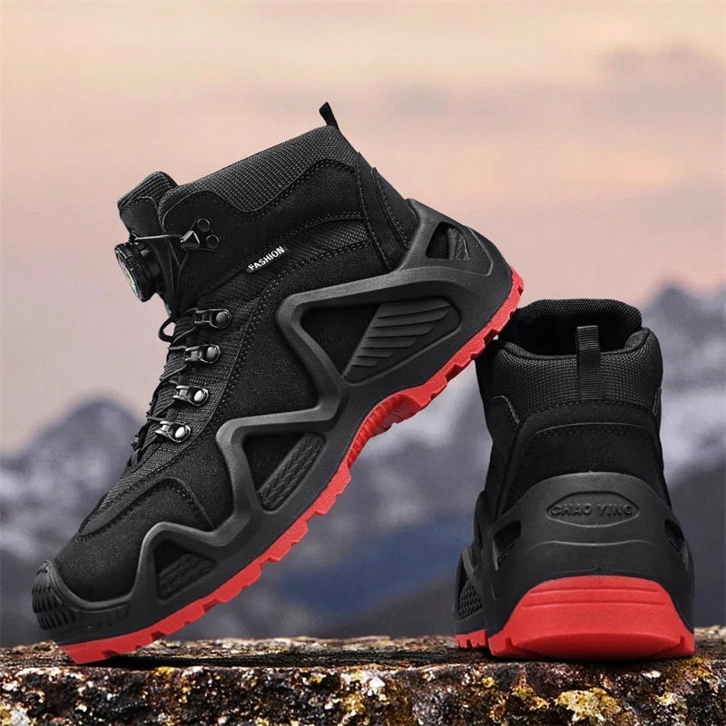 

Черные мужские мотоциклетные ботинки, большой размер 46, уличные мужские ботильоны с ручкой, мотоциклетные ботинки на платформе с высоким берцем, мужские ботинки