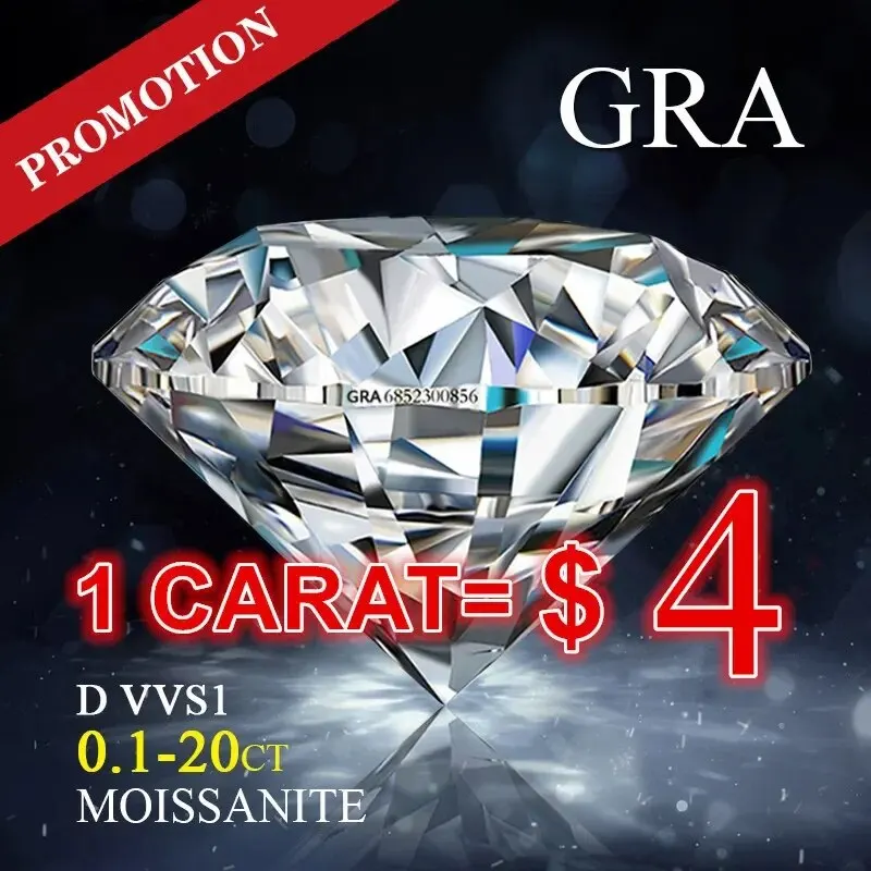 Real D Color Moissanite Stone with Certificate VVS1 Certified Moissanita Loose Gemstone Pass Diamond Tester with GRA Report