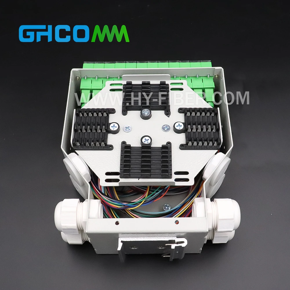 24 Port SC Simplex DIN Rail Fiber Optic Termination Box, Optional with SC Adapter & Pigtail