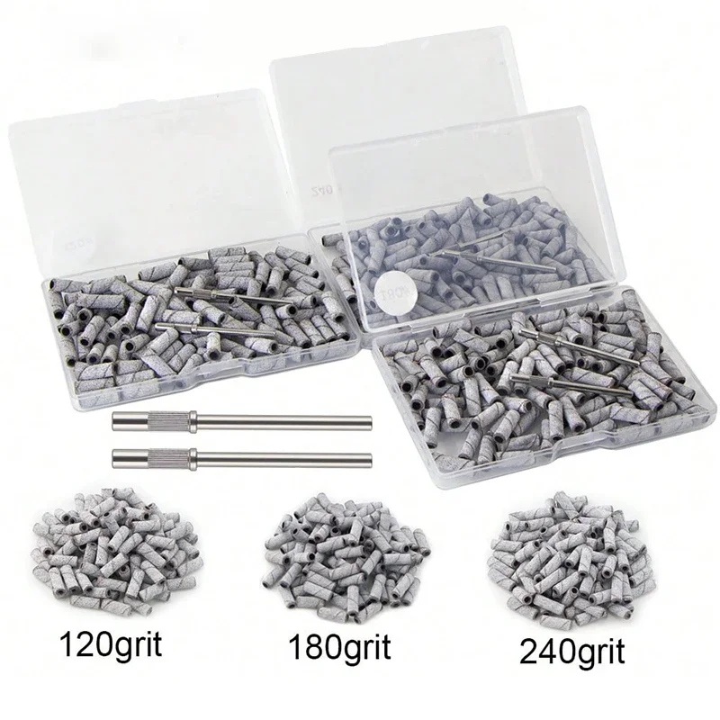 ネイルドリル用サンディングバンド50個、マンドレルビットセット2個付き、ジェルマニキュアとペディキュア用