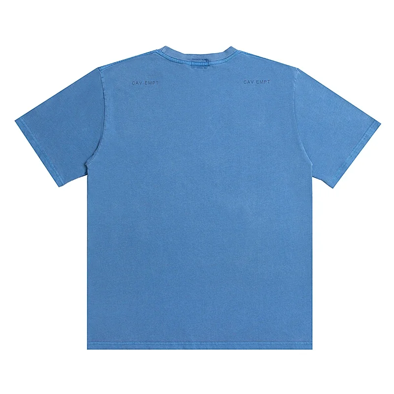 CAVEMPT T Shirt Cav Empt Printing Lattice Letter Logo Wash Wax Dyeing Blue TEE Cotton Men Women Oversize C.E O-Neck Short Sleeve