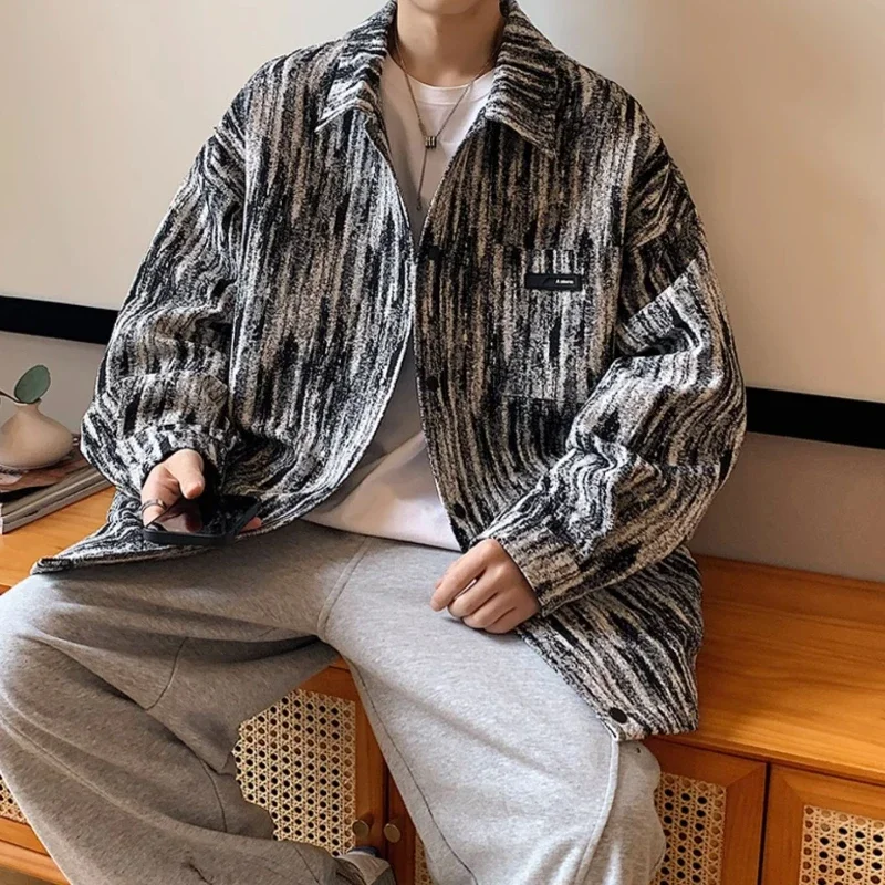 

Tie Dye Jackets Men Fashion Temperament Daily American Safari Style High Street Panelled Spring Autumn Teenagers Baggy Outerwear