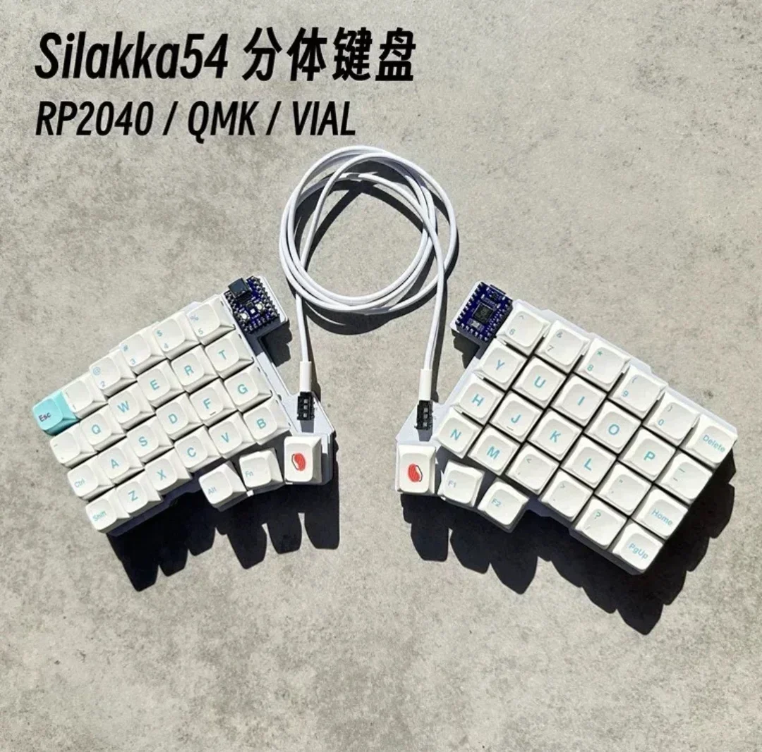 Silakka54 Split Keyboard Customized Hot Swap Single Mode Wired Split Mechanical Keyboard Ergonomic for VIAL Keymap RP2040zero PC