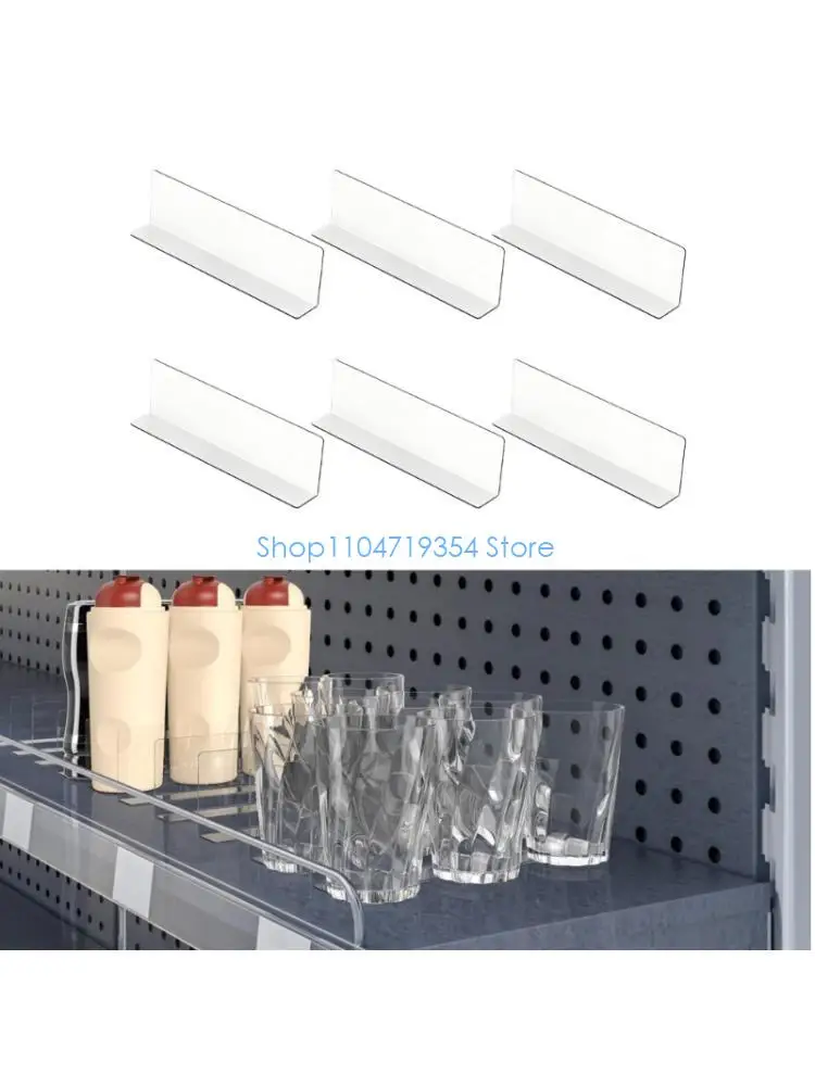 0XLD 6Pieces L Shaped Acrylic Shelf Separators For Books Or Stationery Arrangement