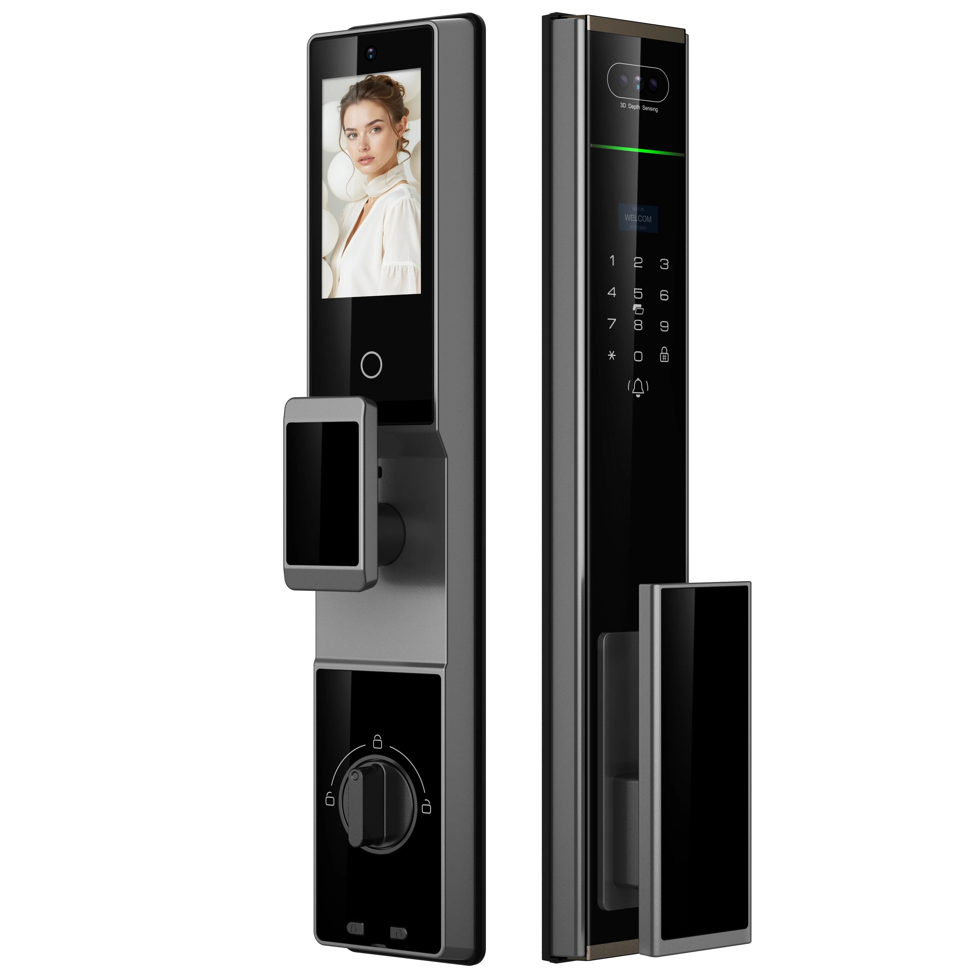 Fully Automatic Electronic Smart Home IP65 Waterproof Face And Fingerprint Security Door With Video Peephole And Password Lock