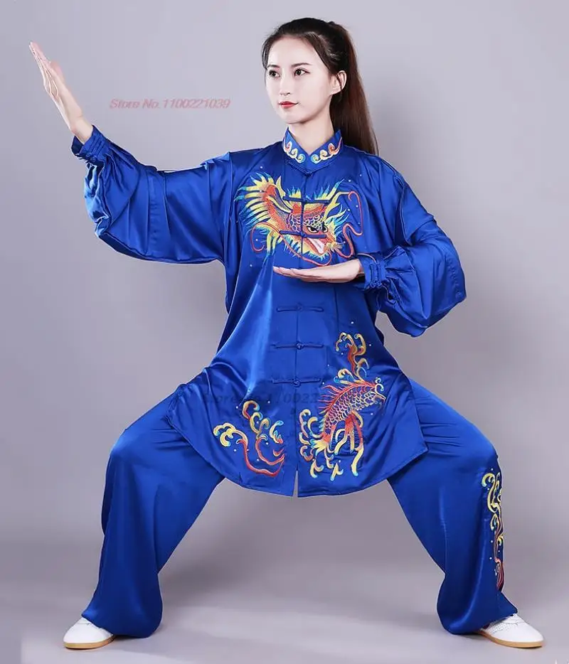 2024 chinese vintage tops+pants dragon print set kung fu tai chi clothing martial arts wing chun retro taijiquan wushu uniform