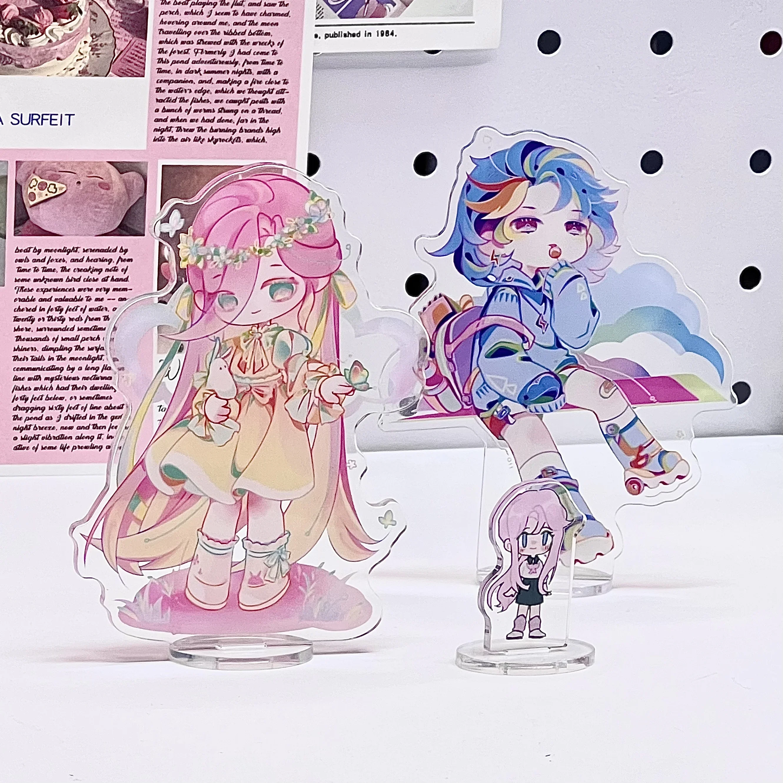 My Little Pony Q Versão Lotus Stand Up Sign, Desenhos animados, Cute Acrylic Table Ornaments, Girl Pinkie Pie, Fluttershy Model Figure Gift