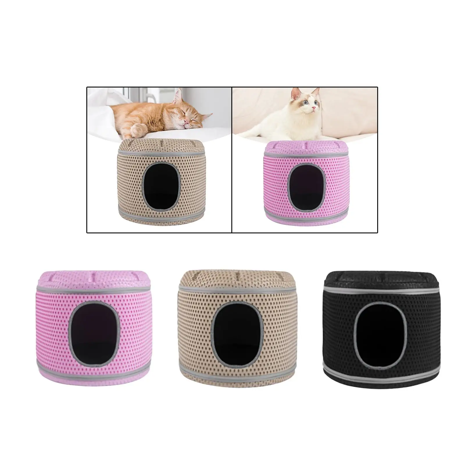 Non-Slip Cozy Hut Cat Bed, Abrigo Semi Fechado, Tenda Cat, Lavável, Auto-aquecimento, Kitten Pets Acessórios, Inverno