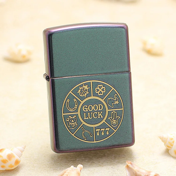 

Genuine Zippo Carve lucky symbol oil lighter copper windproof Kerosene lighters Gift with anti-counterfeiting code