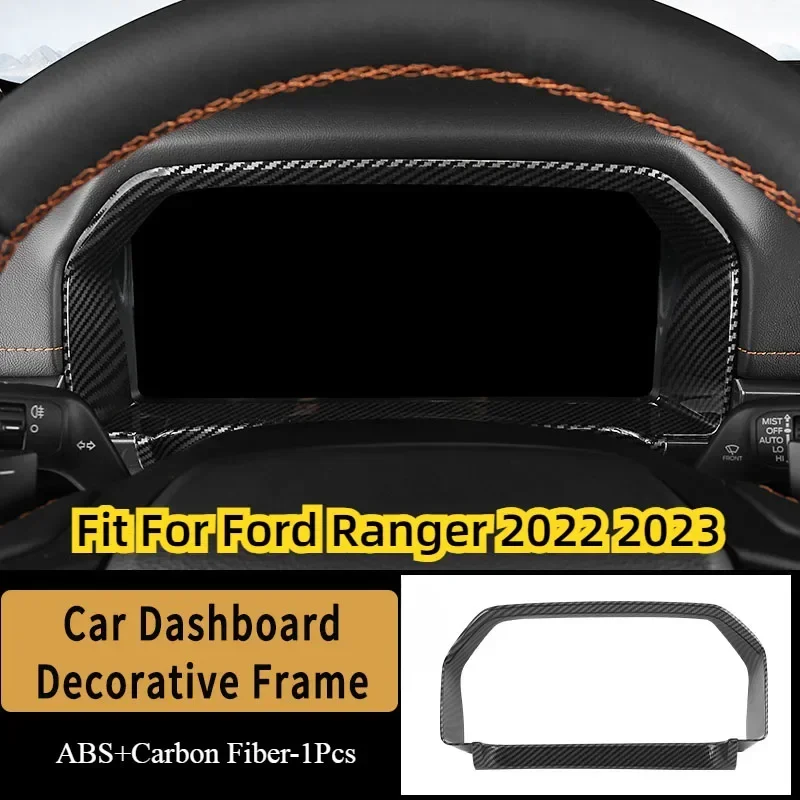 Modified Car Dashboard Decorative Frame Trim Stickers For Ford Ranger 2023 2024 Carbon Fiber Interior Mouldings Protective Caps