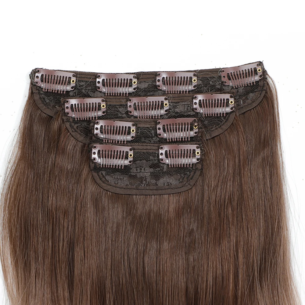 Clip In Hair Extensions 4 PCS Full Head 22 Inch Long Curly Synthetic Hair Pieces Natural Water Wavy For Women Girls Hair