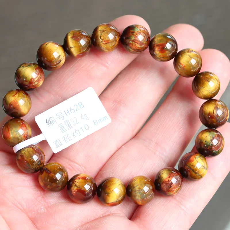 Natural Yellow Pietersite Bracelet Round Beads Jewelry Red Pietersite Bracelet Namibia Red Fire Pietersite Women Men AAAAAA