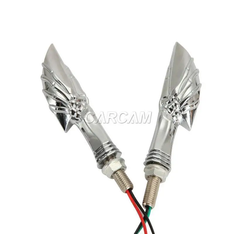 15 led Chrome Skull Motorcycle Turn Signals Indicator Bobber Cruiser Chopper For Harley Davidson Victory Kawasaki Suzuki ... view 5